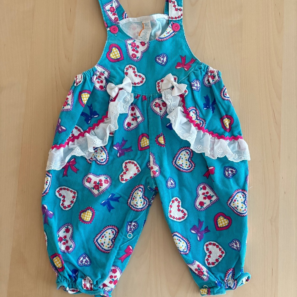 Vintage florals corduroy 12M bubble overalls